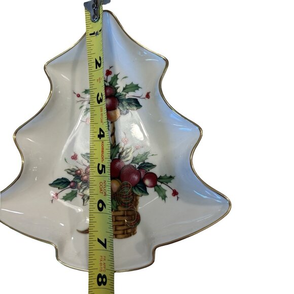 Lenox Collectible Holiday Tartan Apple Candy Dish Tree Shaped Christmas Decor - Picture 4 of 7